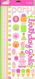 Happy Birthday Girl Icons Cardstock Stickers - Doodlebug