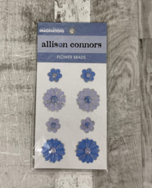 Allison Conners Metal Flower Brads Blue - Creative Imaginations
