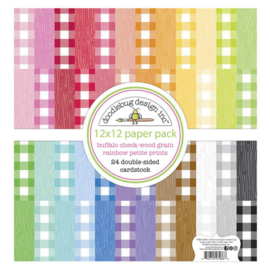 Buffalo Check-Wood Grain Rainbow Petit Prints 12x12 - Doodlebug