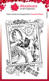 Postal Rose Clear Stamp - Woodware Craft Collection