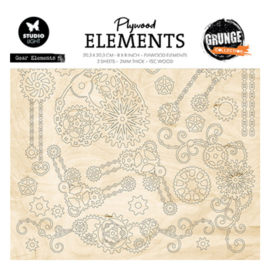 Grunge Collection Plywood Elements Gears - Studio Light