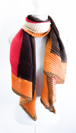 Sjaal plissé oranje/bruin