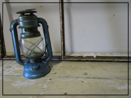 Oude brocante stormlamp - metalic blauw (sl014)