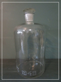 Oude apothekers fles met glazen stop stopfles  (42 cm)