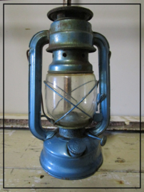 Oude brocante stormlamp - metalic blauw (sl014)