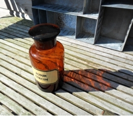 Oude apothekers fles met label "Acidum citricum" (21,5 cm)