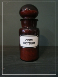 Oude apothekers pot met label "ZINCI OXYDUM" (21 cm)