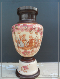 Antieke opaline vaas schouw vaas pronk vaas hand beschilderd