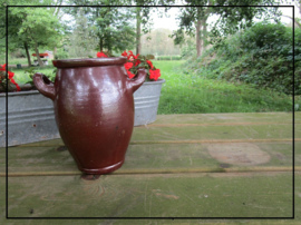 Brocante grespot / zuurkoolpot / keulsepot M zoutglazuur (23 cm)