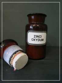 Oude apothekers pot met label "ZINCI OXYDUM" (21 cm)