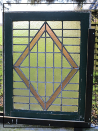 Brocante boerderijraam glas in lood (69 x 55 cm) (Gl056)