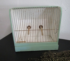 Brocante vogelkooitje - oud groen