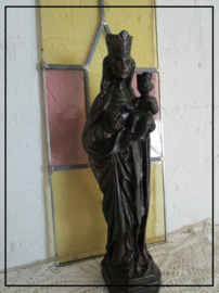 Zeer apart oud brocante beeld Maria met kind gips (38 cm)
