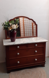 Vintage marmeren waskast dressoir halkast met spiegel