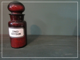 Oude apothekers pot met label "ZINCI OXYDUM" (21 cm)