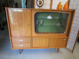 Mid century highboard wandmeubel vitrinekast opbergkast