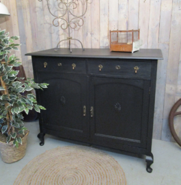 Zwart vintage dressoir commode