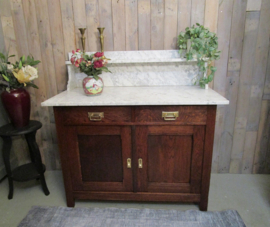 Vintage waskast commode dressoir halkast met marmeren blad