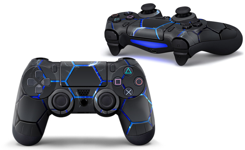 white ps4 controller with blue lightning