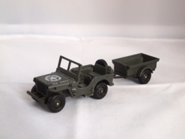 Solido Jeep Willys militair met aanhanger 1:43