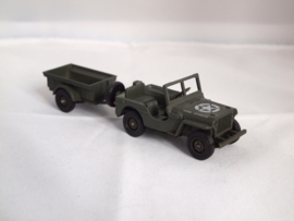 Solido Jeep Willys militair met aanhanger 1:43