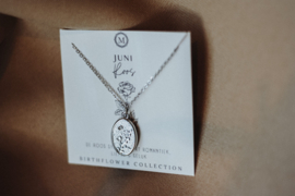 Geboortebloem ketting Juni - zilver