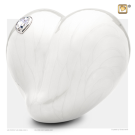 K1003 Pearl White & Pol Silver w/Swarovski, 0.1 liter, LoveUrns