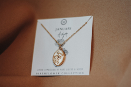 Geboortebloem ketting Januari - goud