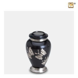 K242Traditional butterflies Urn, Midnight & Bru Pewter, 0.055 liter, LoveUrns