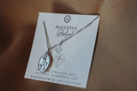 Geboortebloem ketting Augustus - zilver