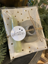 Lieve kerstgroetjes, giftset met groene kaars