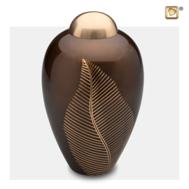 A541 Elegant Leaf Urn, Bronze & Bru Gold, 2.90 liter, LoveUrns
