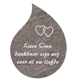 Traan 12x12 cm (twee harten samen) met eigen tekst