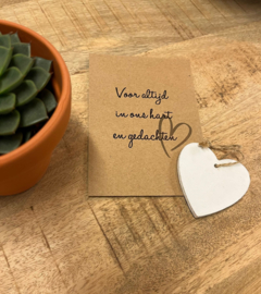 kraft zakje met hart,  Voor altijd in ons hart en gedachten