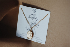 Geboortebloem ketting April - goud