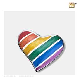 H222 Rainbow Heart Keepsake Urn, Pol Silver, 0,045 liter,  LoveUrns