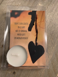 Hoop is een lichtje in je hart  - Kaart met lichtje