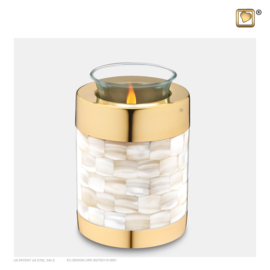 T230, Tealight Urn Mother of Pearl, Pol Gold, 0.450 Liter, LoveUrns