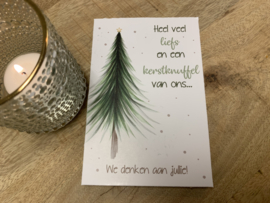 Liefs en een kerstknuffel - honingraatkarton kaart