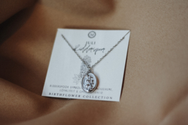 Geboortebloem ketting Juli - zilver