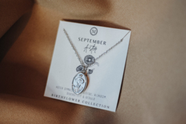 Geboortebloem ketting September - zilver