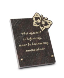Monument 17x21 cm  (vlinder) met eigen tekst