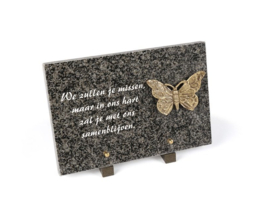 Bronzen vlinder Monument  20x30 cm  en met eigen tekst