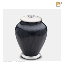 M523 Simplicity urn, Pearl Midnight & Bru Pewter w/Swarovski,  0.800 Liter, LoveUrns