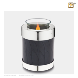 T666, Tealight Urn, Pearl Midnight & Pol Silver, 0.450 Liter, LoveUrns