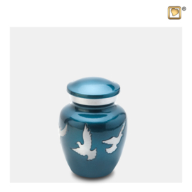 K572, Divine Flying Doves Urn, Blue & Bru Pewter, 0.070 liter, LoveUrns