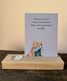 Wat ben je mooi ons kind...  met houten houder en waxinelichtje