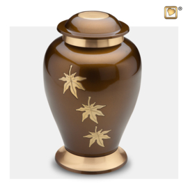 A241 Classic Falling Leaves Urn, Bronze & Bru Gold, 3.2 liter, LoveUrns