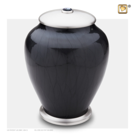 A523 Simplicity urn, Pearl Midnight & Bru Pewter w/Swarovski,  3.700 Liter, LoveUrns