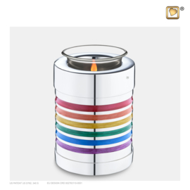 T222,  Pride Tealight Urn, Rainbow Pol Silver, 0.450 Liter, LoveUrns